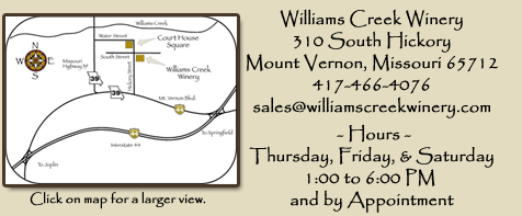 Click here for a larger view of the map to  Williams Creek Winery.